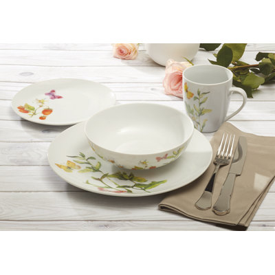Loudon Porcelain China Dinnerware Set 16 Piece - Service for 4