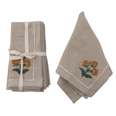 Serviettes en coton Iacovelli avec broderie florale et nœuds français