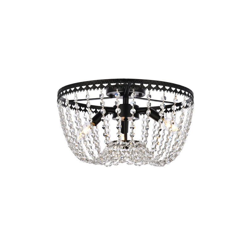 Plafonnier encastré 3 lumières Attahrawi, Noir, H 9,5 po x l 16 po x P 16 po