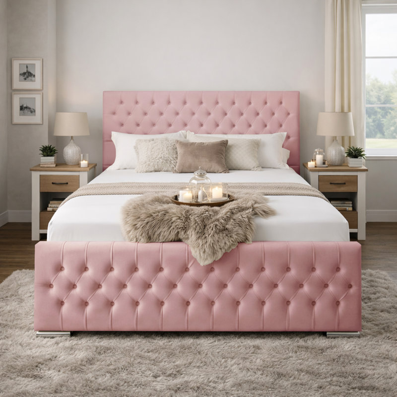 Kensington Upholstered Bed Frame, Single (3'), Pink