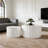 White Scalloped Round Coffee Table Set