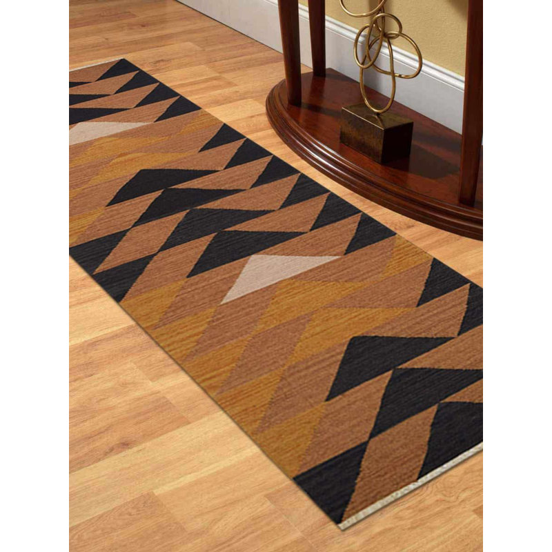 Manns Hand Woven Flat Weave Kilim Wool Eco-Friendly Area Rugs - Rectangle, Multicolor, Contemporary Modern Design, Low Pile Handmade Area Rugs for Living Room, Bed Room