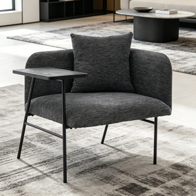 Chaise de lecture moderne, chaise d'appoint rembourrée avec table et coussin