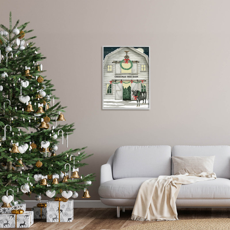 Arbre de Noël grange rustique at-152, H 30 po x l 24 po x P 1,5 po, Estampe numérique Farmhouse