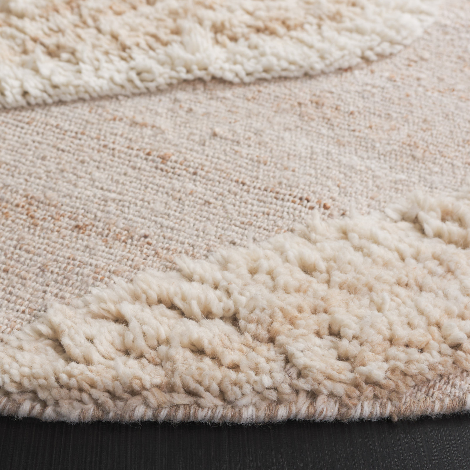 Lyonel Ivory Brown Abstract Rug, Round 6'