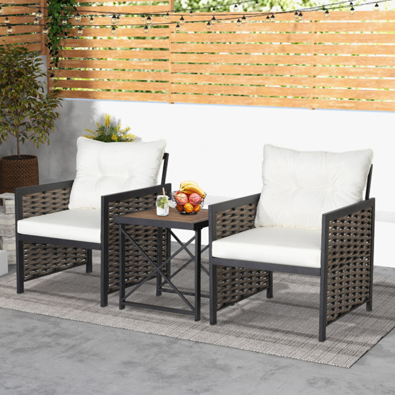 Lura 2 - Person Patio Conversation Set with Cushions, White