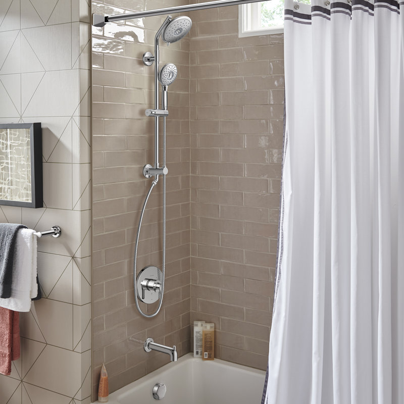 Polished Chrome Adjustable Dual Shower System with Handheld and Rain Heads