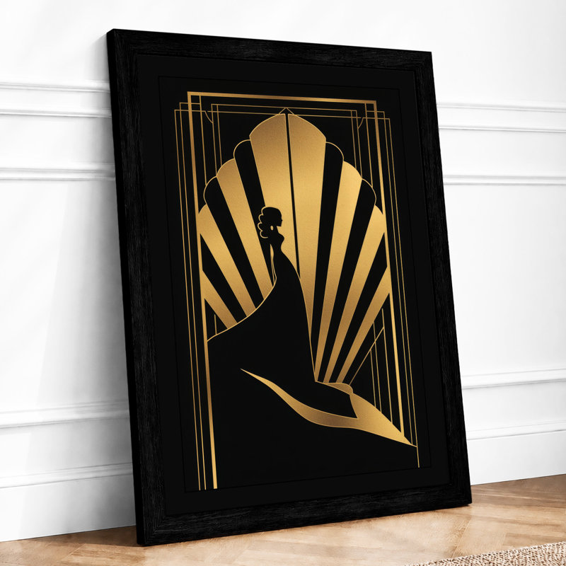 Golden Silhouette Art Deco - Framed Print, A1 - 84.1 x 59.4 cm, Black