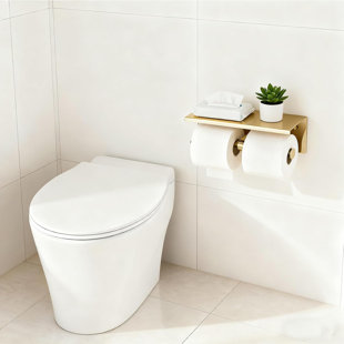 Double Bathroom Toilet Paper Roll Holder With Shelf