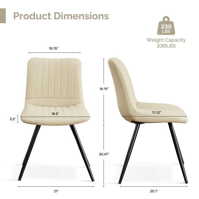 Chaise rembourrée en similicuir, Beige, 4