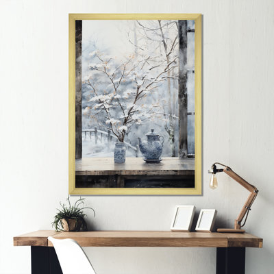 Art floral mural fenêtre de neige en hiver 3 - Japon