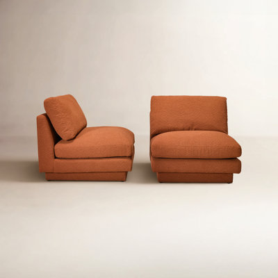 Woolf Modern Boucle Upholstered Slipper Chair (Set of 2)