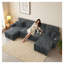 Canapé-lit en forme de U avec méridienne de rangement - Très grand lit modulaire coulissant 110,63 pouces, canapé-lit convertible en velours côtelé 6 places pour le salon, gris