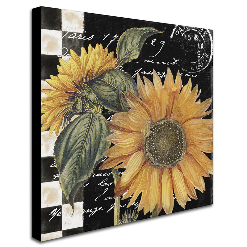 Late Summer II Sunflower Black and Yellow Canvas Art