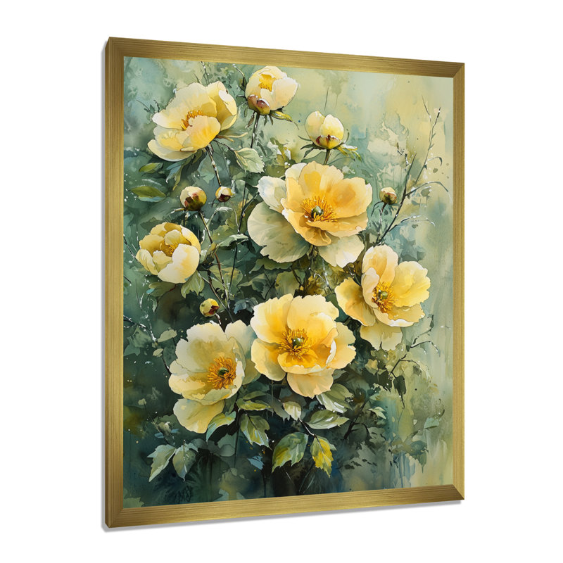 Baysden - Floral Canvas Prints, H 32 po x l 24 po, Reproduction encadrée d'une seule photo, Doré