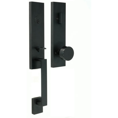 Transitional Handleset with Transitional Door Mesa Lever