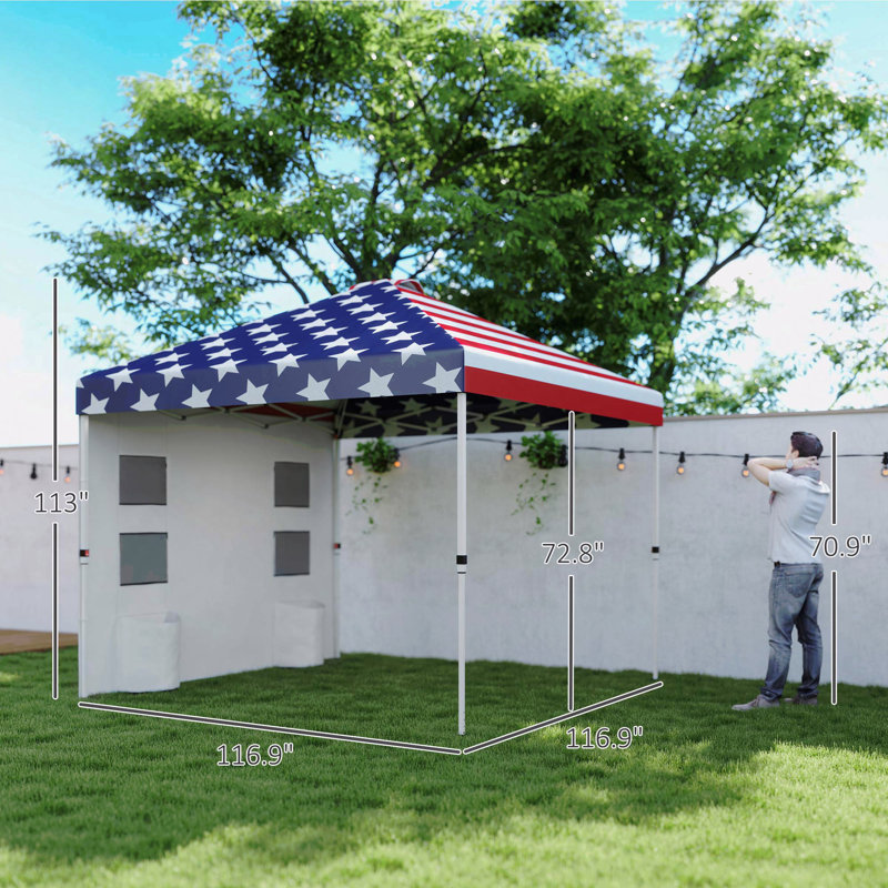 Pavillon de jardin 10 X 10 pi, paroi latérale pour utilisation avec poches de rangement et drapeau américain