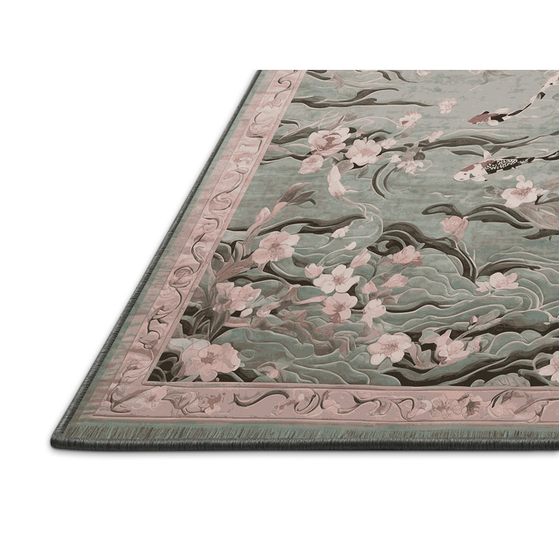 Tapis gris soyeux et moelleux, Rond 5 pi