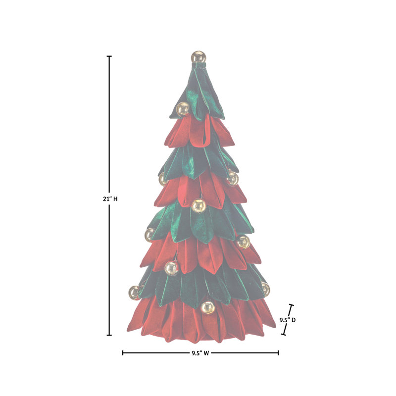 Arbre en velours 21 po avec ornements 21 po