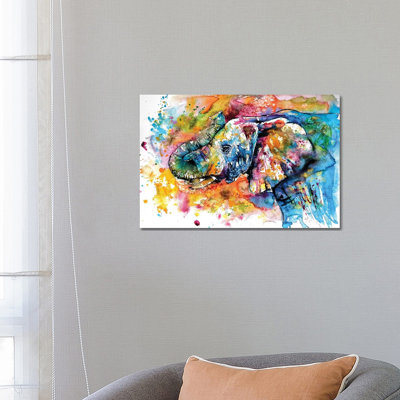 Playing Elephant by Anna Brigitta Kovacs - Wrapped Canvas Gallery-Wrapped Canvas Giclée