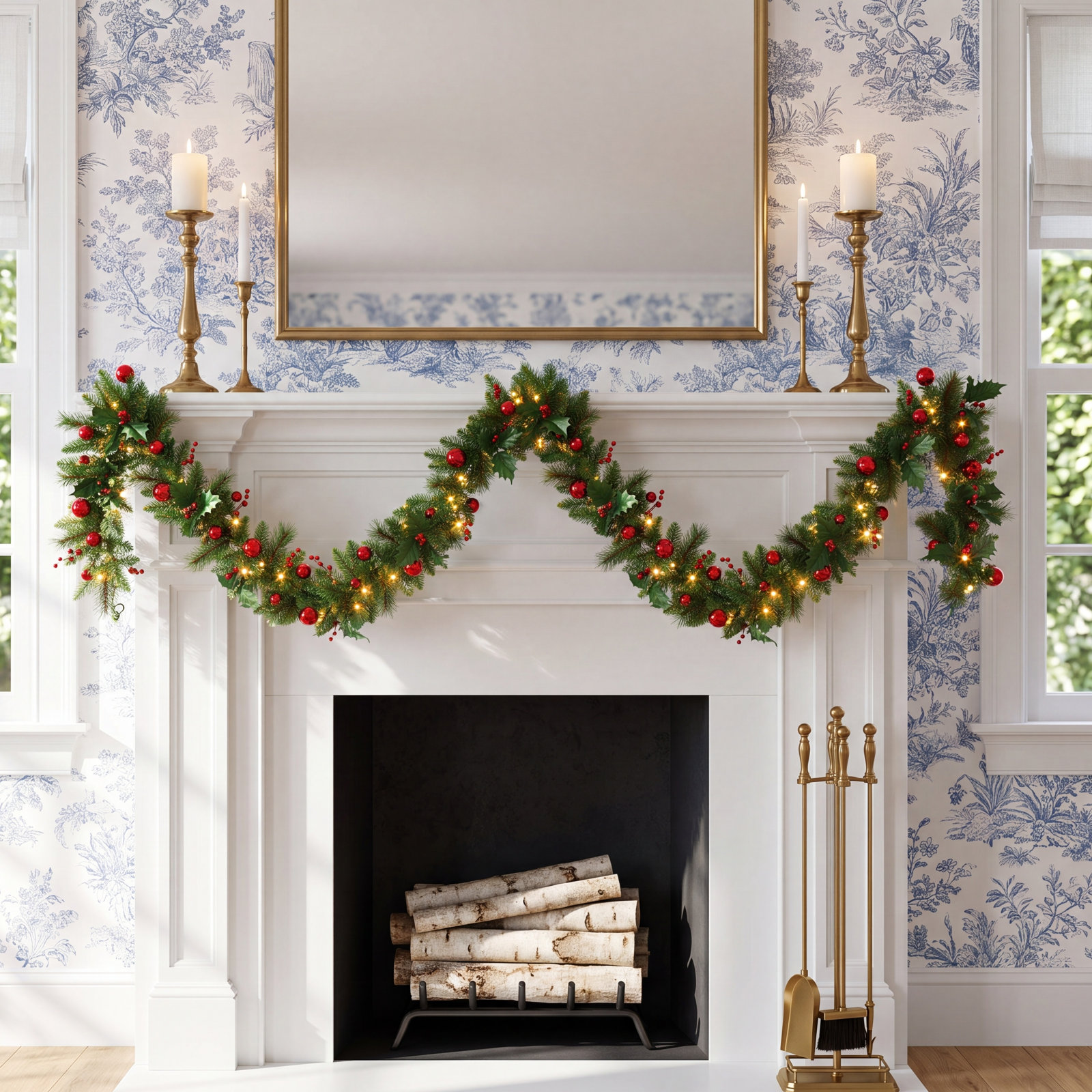 108'' in. Lighted Faux Pine Garland