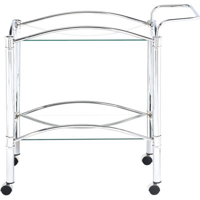 2 Rectangular Glass Shelf Metal Bar Cart, Bringing Contemporary Vibe To Dining Room, Effortless Movement With Cart Shelf, Ideal For Room Organization, Mobile Design Smooth