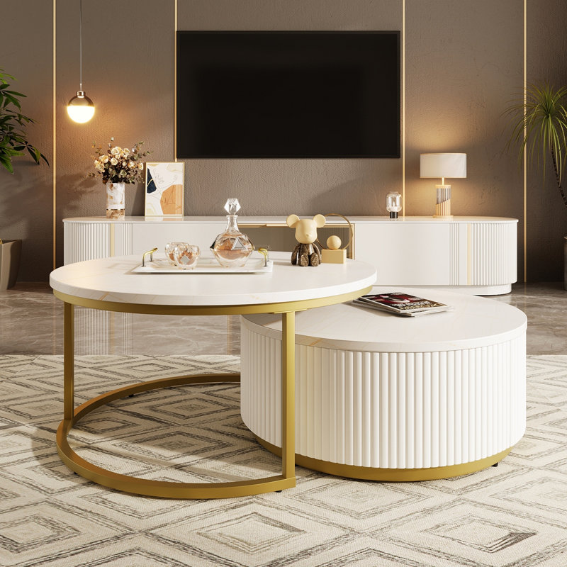 Table basse gigogne moderne 27,6 po, Blanc