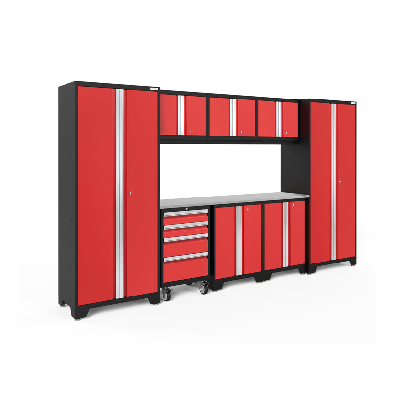 Armoire de rangement Bold Series, Rouge, Acier inoxydable, Eight Cabinets