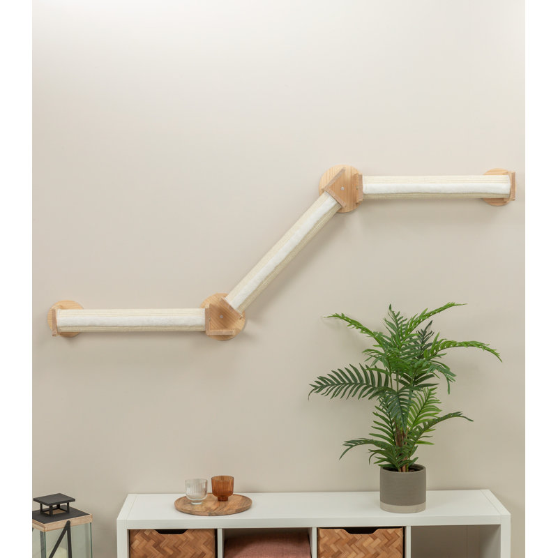 Natural and White Wall Mounted Cat Scratching Post System