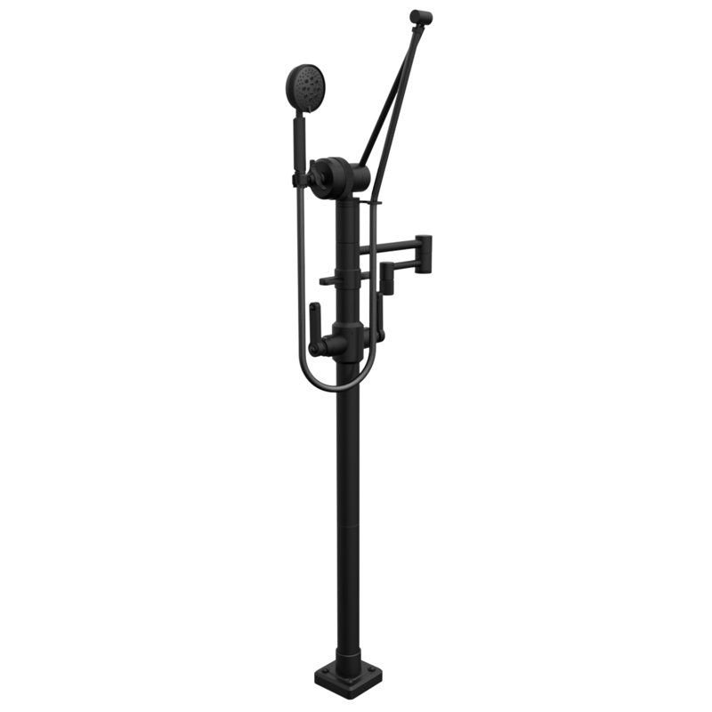 Argonaut Freestanding Tub Filler w/ Hand Shower, Matte Black