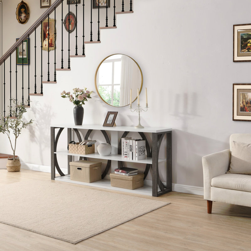 Console industrielle à 3 niveaux, 70,87 pouces, table d'entrée étroite, longue table de rangement avec entrée, salon, vestibule, couloir