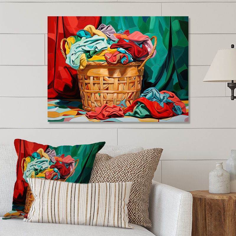 Multicolore panier à linge II - Art mural en métal blanchisserie MT135140, H 24 po x l 32 po x P 1 po