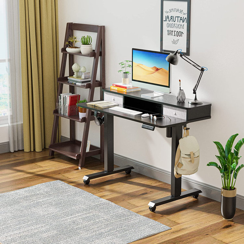Bureau debout à hauteur ajustable Durgy, Noir / noir