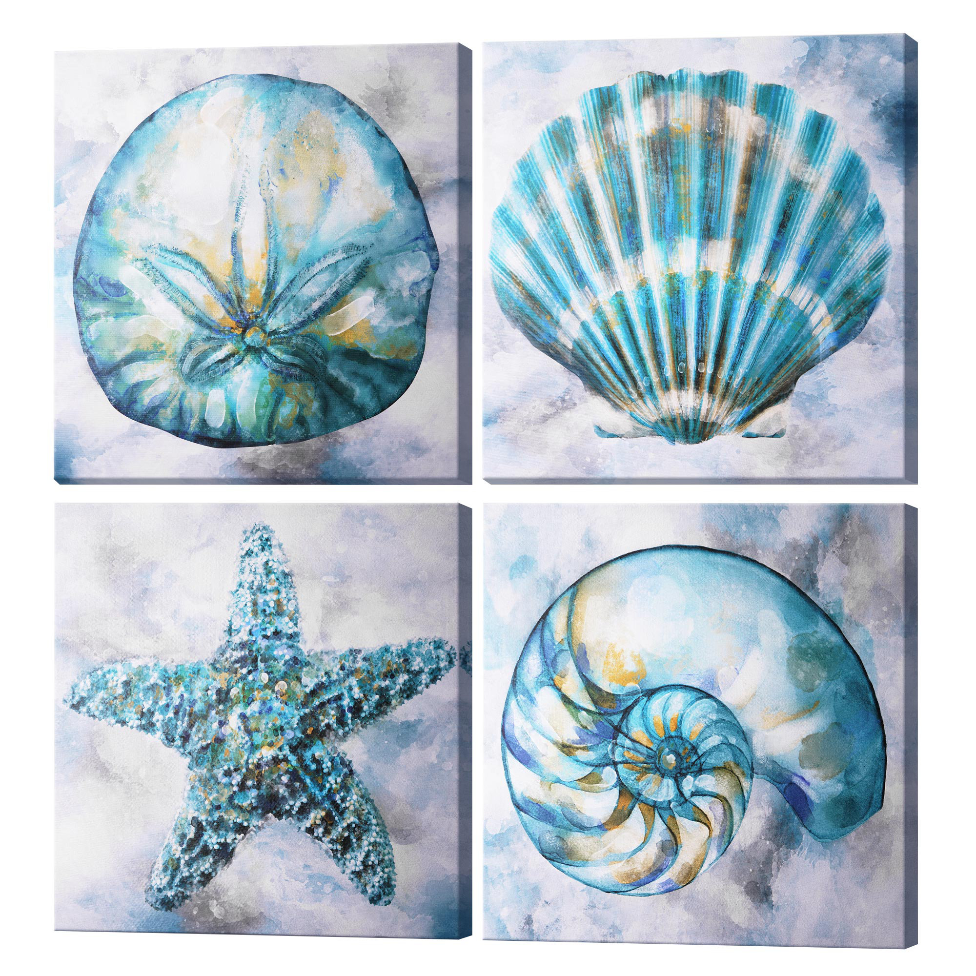 Rosecliff Heights Elegant Shells Canvas Wall Art Print Set of 4 ...