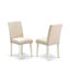 L'ensemble de table de salle à manger moderne 3 pièces comprend une table ronde en bois avec Dropleaf et 2 chaises rembourrées en tissu beige clair, 42 x 42 pouces, blanc lin-194567319-194567314-242546789