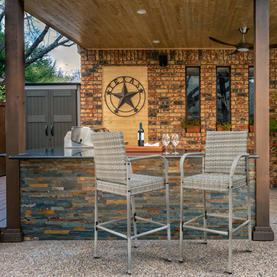 Marcela Outdoor Chair Patio Bar Stool by Lark Manor