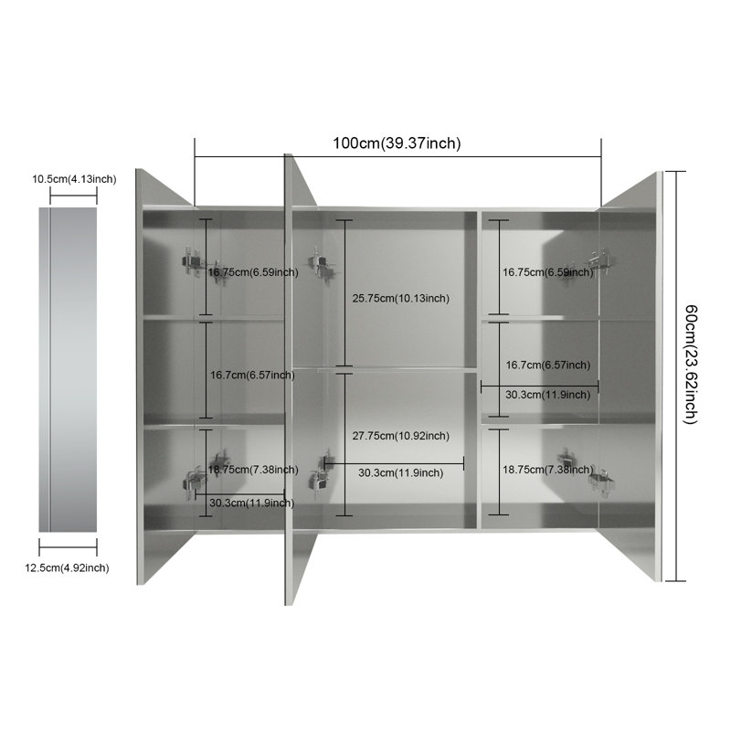 Gerding 39.3'' W 23.6'' H Frameless Medicine Cabinet With Mirror And Led