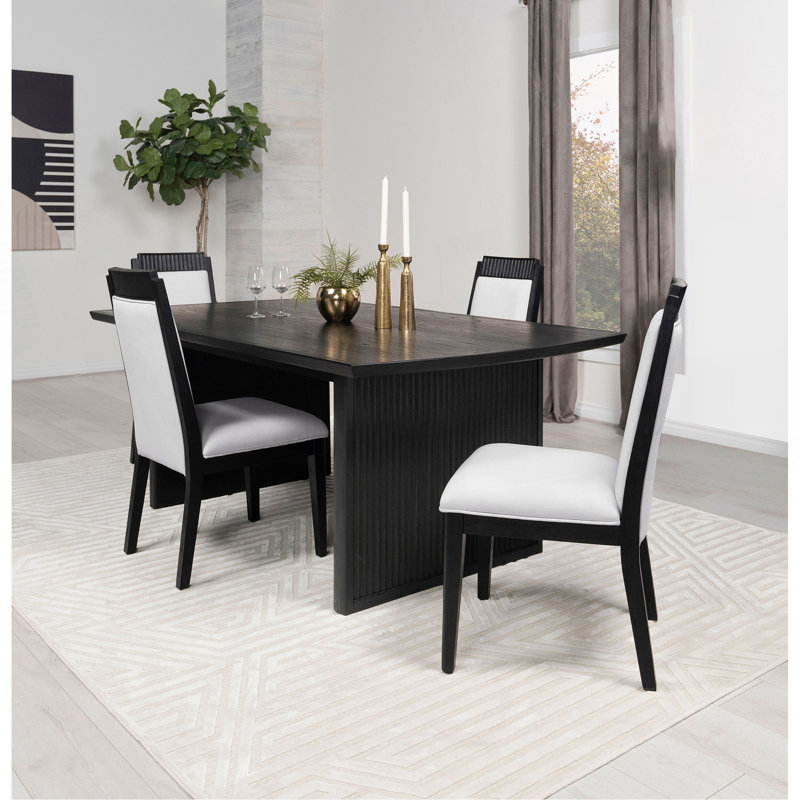 Ensemble de salle à manger noir avec rallonge, 5 pièces: table, 4 chaises