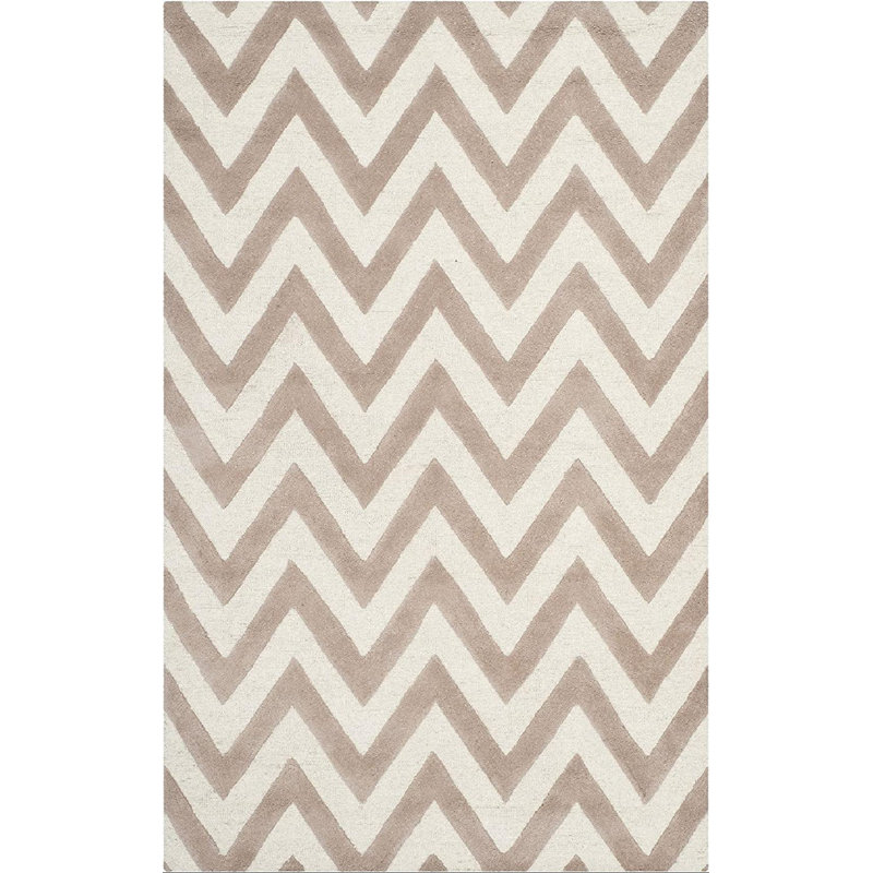 Sanyla Hand Tufted Wool Chevron Rug, Rectangle 5' x 8'