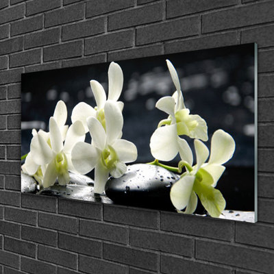 Floral Flower Stones - No Frame Print on Glass