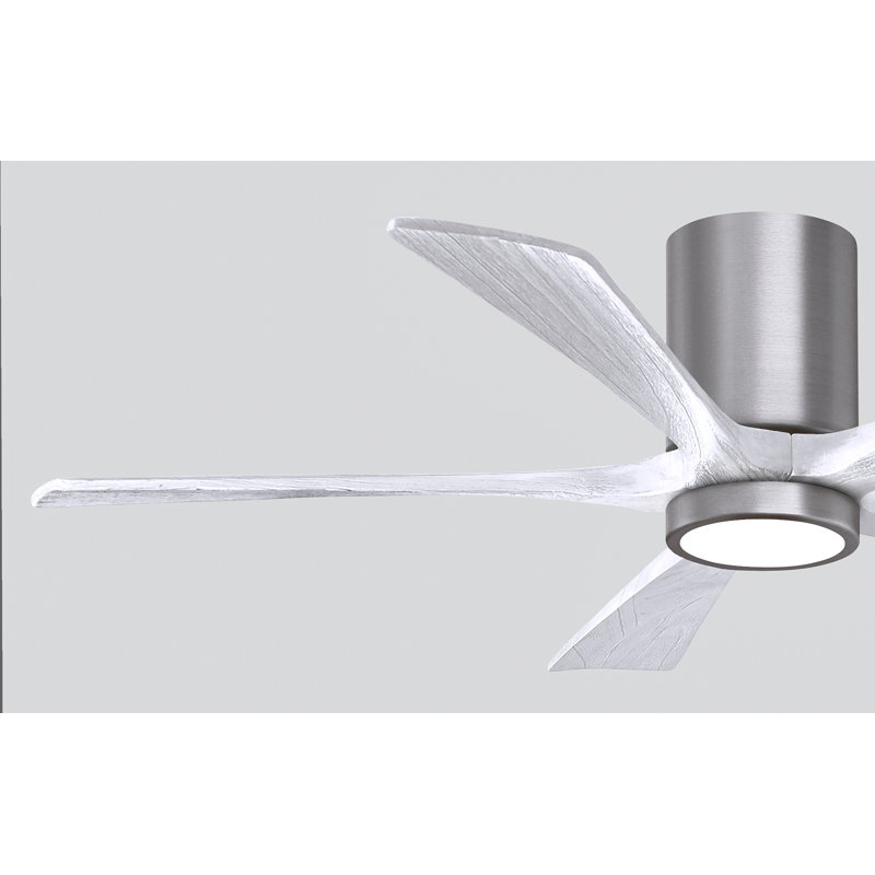 Irene Flushmount Light Kit 5 Blade LED Ceiling Fan, Brushed Pewter, 52", Matte White