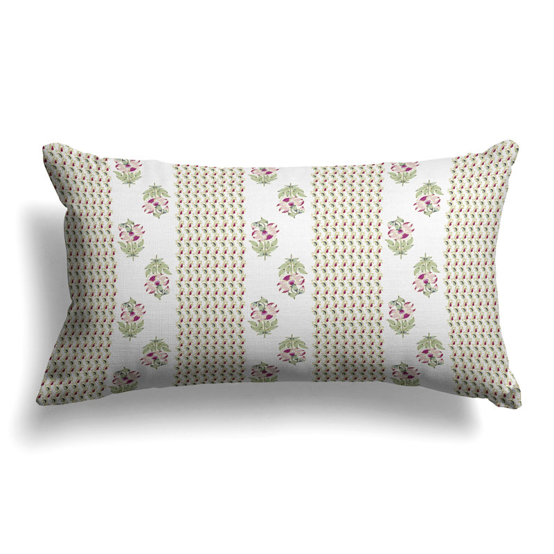 Anemone Artistry  Rectangular Throw Pillow, White/Green/Yellow