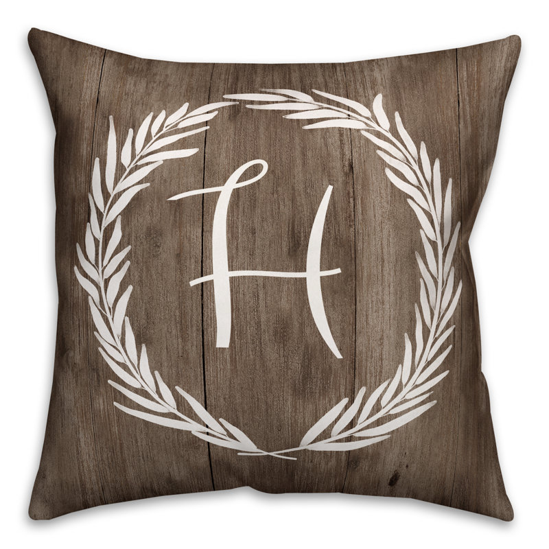  Wreath Initial Throw Pillow, H