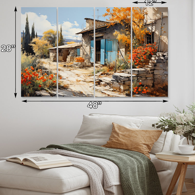 Village français charmant en Provence I - campagne, ensemble d'impressions murales en métal
