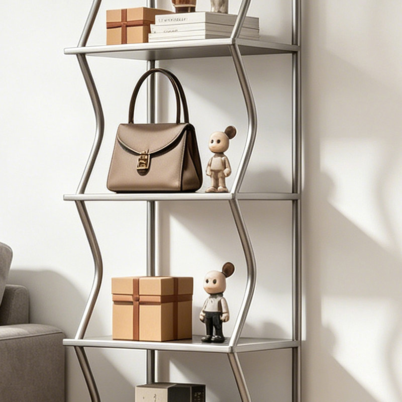 Wave Stainless Steel Display Shelf, 66.93"H x 39.37"W x 11.81"D