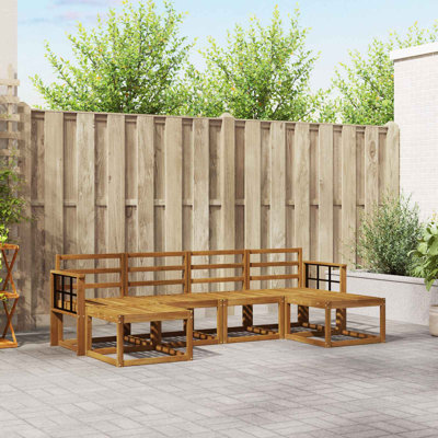 Vidaxl Outdoor Sofa Set 6 Pcs Natural Engineered Wood Garden Furniture Patio