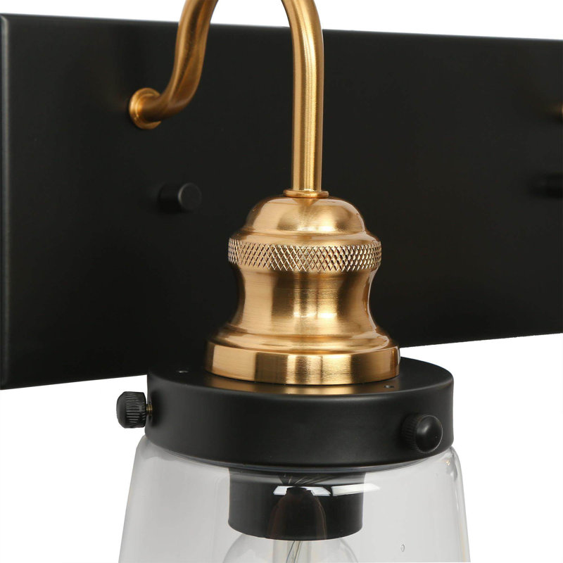 Éclairage pour salle de bain à 3 lumières à intensité variable noir / laiton Abinayan, 2-Light