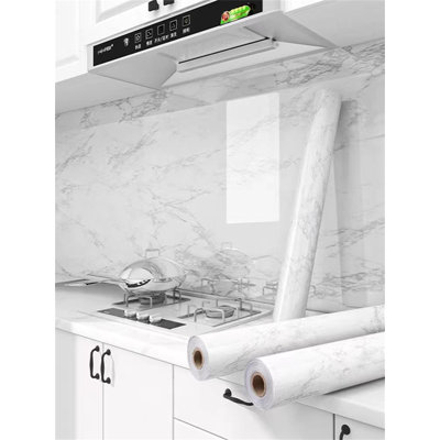 Papier peint épais grain de marbre blanc - auto-adhésif, résistant à l'huile pour la rénovation de meubles