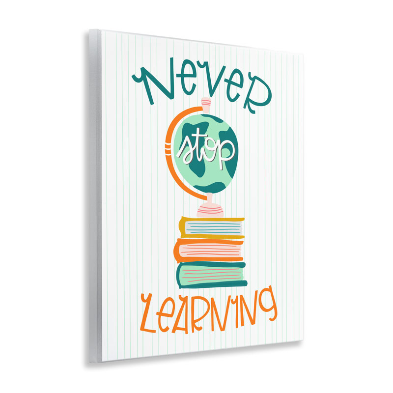 Plaque murale «Never Stop Teaching», conception par Mandy Ford Art + Illustration