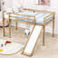  Lit mezzanine simple en bois avec glissade, échelle et barrières de sécurité Kenslie-2129531387